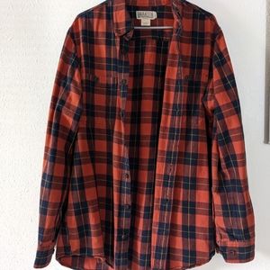 Duluth Trading Co L Tall Slim Fit Orange Fall Flannel